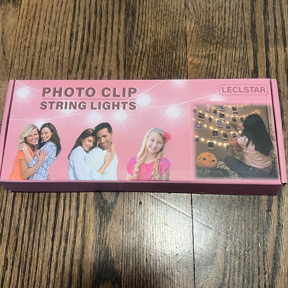 LECLSTAR Photo Clip String Lights - Pink Packaging